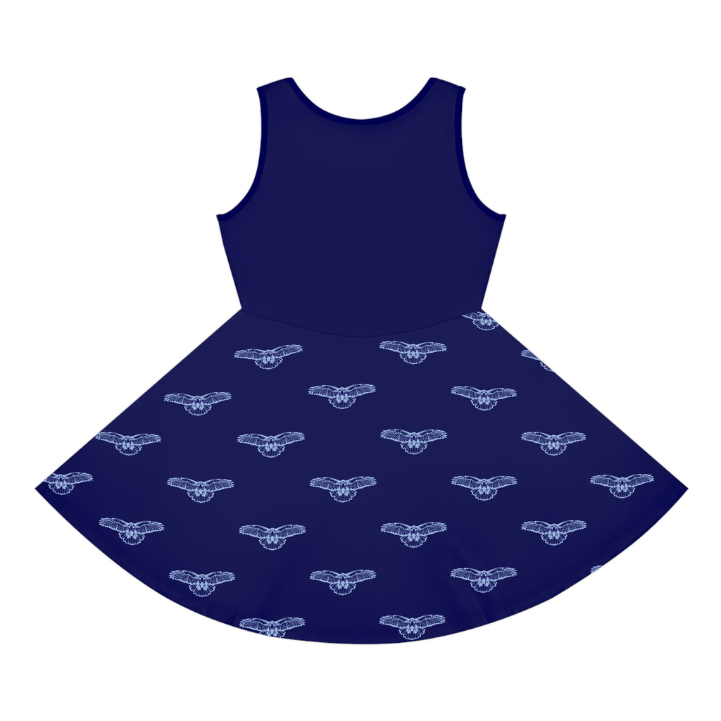 Blue Hawks Print Girls' Sundress