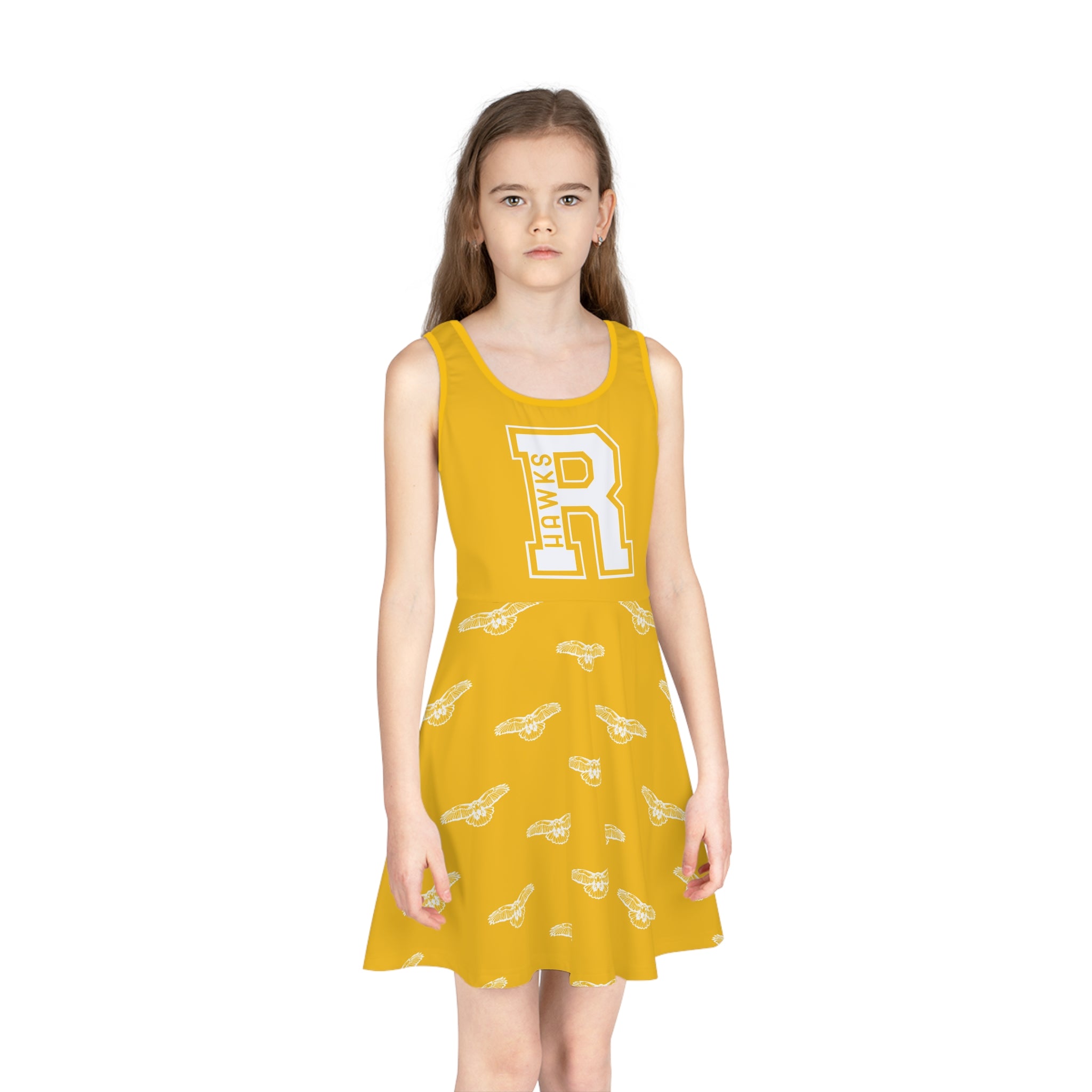 Copy of Blue Hawks Print Girls' Sundress, Summer Dress, Cheerful Outfit, Kids Party Dress, Birthday Gift, Playful Dress, Team Spirit Dress