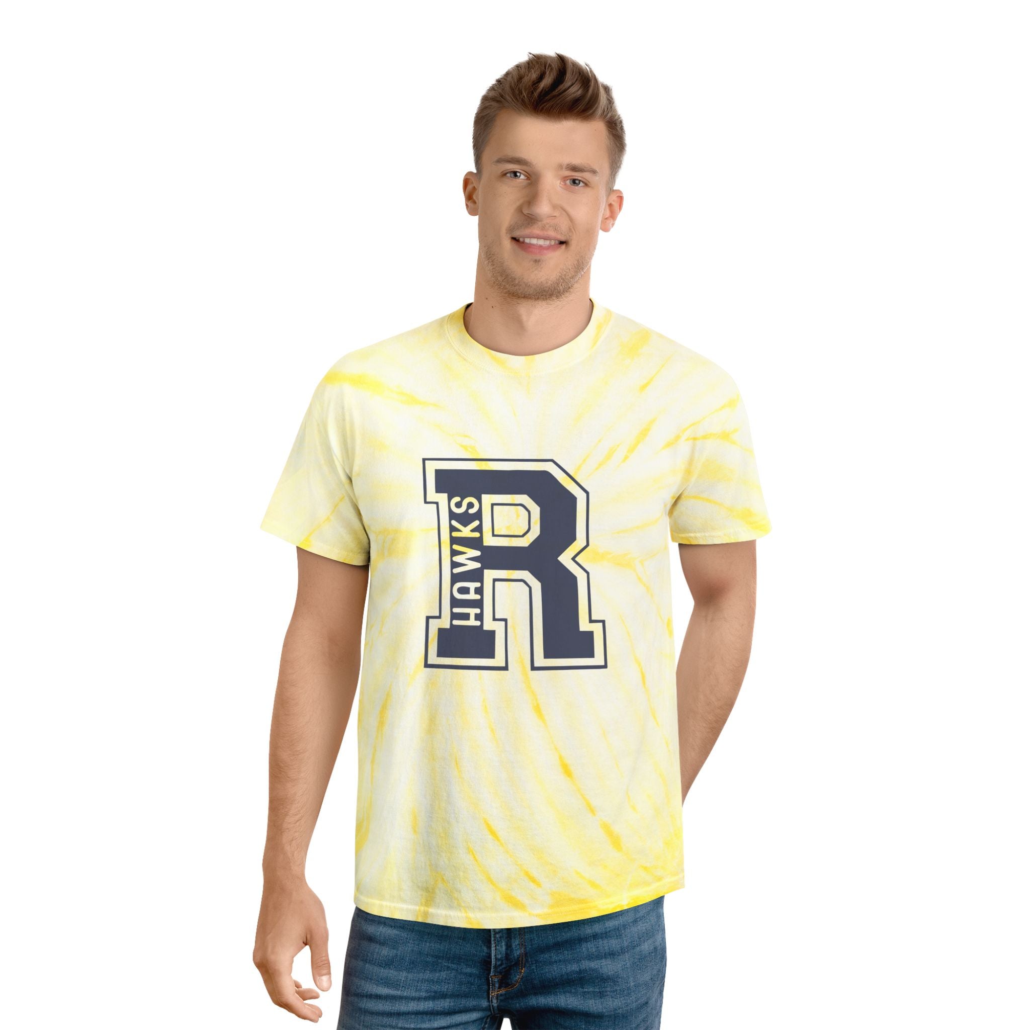 Tie-Dye Tee, Cyclone | Vibrant Yellow Graphic T-Shirt for Summer, Casual Wear, Festivals, Unique Gift, Comfortable Tee