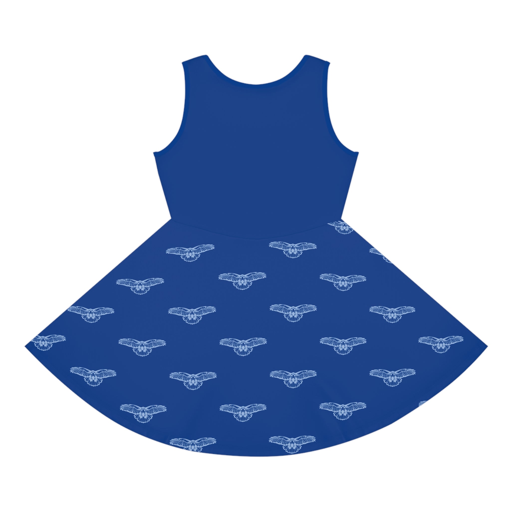 Blue Hawks Print Girls' Sundress, Summer Dress, Cheerful Outfit, Kids Party Dress, Birthday Gift, Playful Dress, Team Spirit Dress