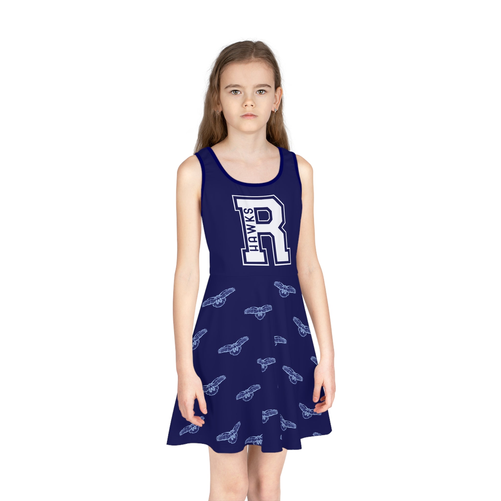 Blue Hawks Print Girls' Sundress