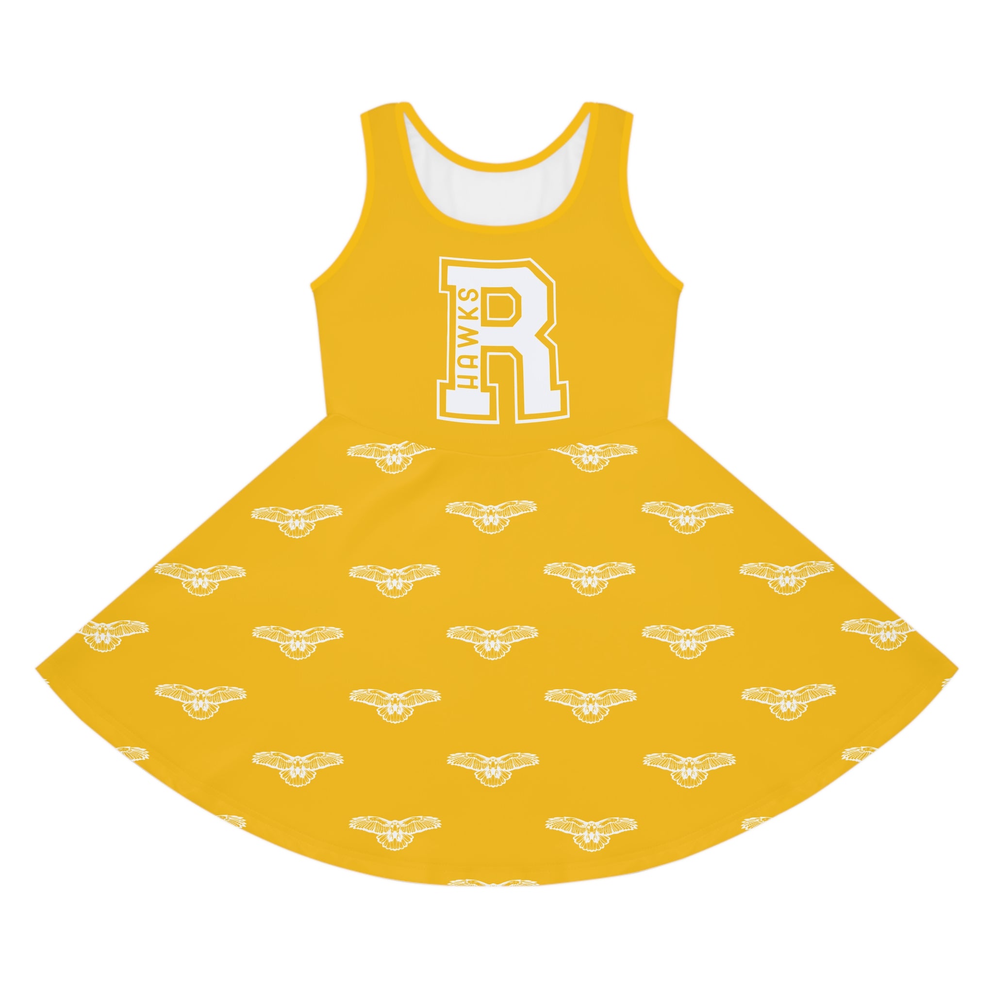 Copy of Blue Hawks Print Girls' Sundress, Summer Dress, Cheerful Outfit, Kids Party Dress, Birthday Gift, Playful Dress, Team Spirit Dress