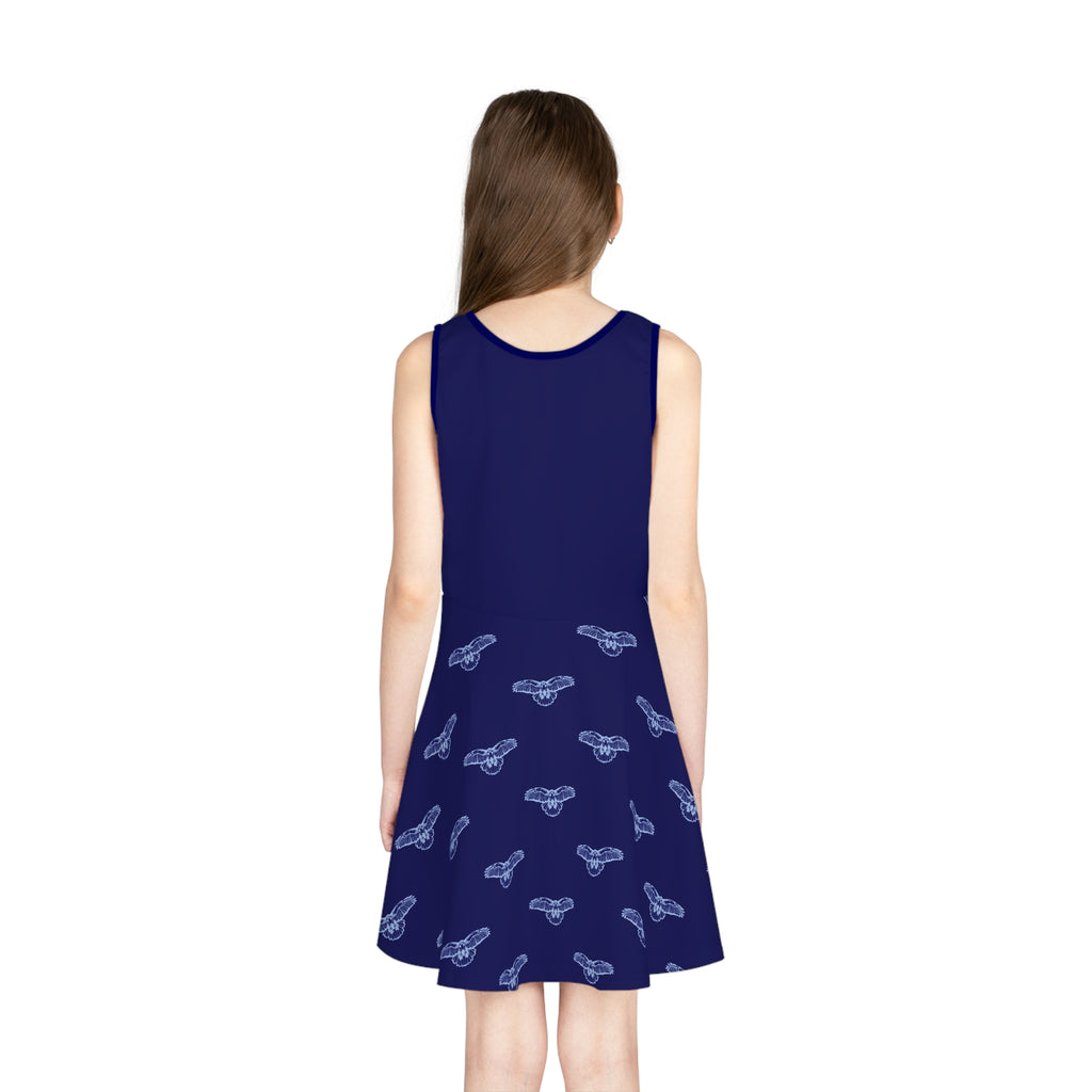 Blue Hawks Print Girls' Sundress