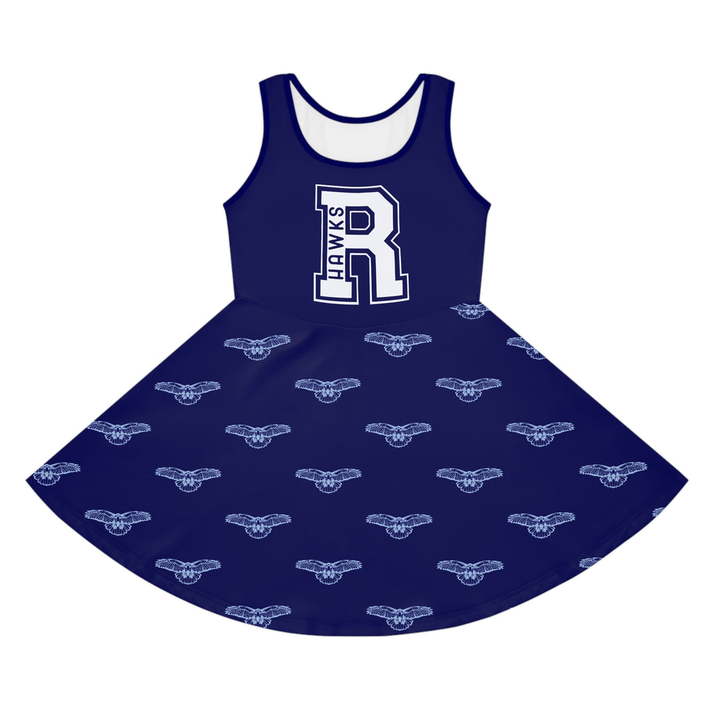 Blue Hawks Print Girls' Sundress